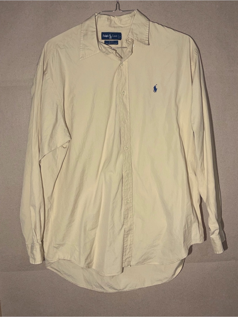 Ralph Lauren Cream Button-Down Dress Shirt with Blue Pony